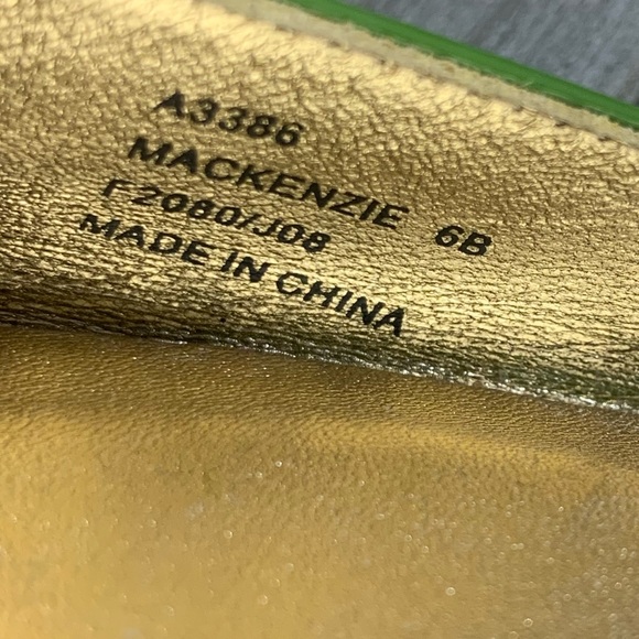 COACH Mackenzie Peep-Toe Wedges Green Gold Womens Size 6B Shoes - Picture 8 of 9